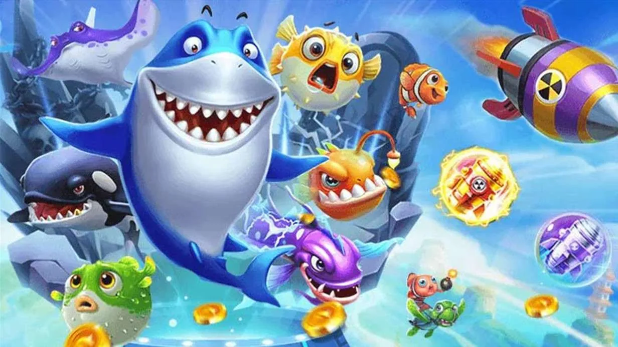 Tampilan permainan tembak ikan bawah laut di layar mobile