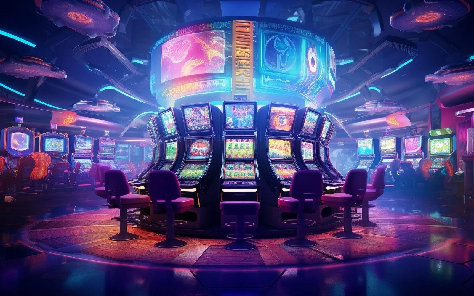 Tampilan permainan slot dengan gulungan dan simbol berwarna